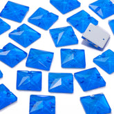 Electric Neon Blue Square Shape High Quality Glass Sew-on Rhinestones WholesaleRhinestone